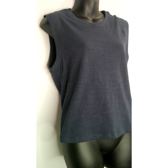 Evereve Faherty Navy Small Sunwashed Slub Muscle Tank Organic Cotton - Picture 3 of 9